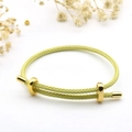 Detail of light green braided bracelet with golden infinity buckle on white background - 3mm Semi-finished (Single End Fixed) / Lemon Yellow-8