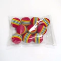 Set of 10 rainbow striped elastic foam balls for cat and dog play in a clear bag - 10 Pieces Pack / Small (3.5cm)