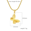Collana in acciaio al titanio placcato oro 18K con pendente a farfalla e catena a serpente - Farfalla Oro (MS-725)