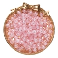 Pink round crackle glass beads for DIY jewelry making in a decorative golden tray - Crackle Light Pink Lampwork Beads