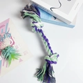 Three-color woven cotton dog rope toy in purple, green, and white for small medium pets - 260g 40cm Purple Green White