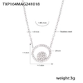 Collier en acier inoxydable argenté avec pendentif double cercle en zircon et dimensions - Collier / Acier