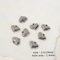 Set di 8 ciondoli a cuore in acciaio inossidabile 11x13mm con finitura a specchio per fai-da-te - Ciondolo Cuore Bombato