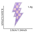 Purple and pink checkered lightning bolt embroidery patch for jackets and hats accessory - Checkerboard Lightning 12#