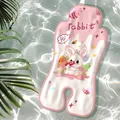 Pink stroller cooling mat with cute cartoon rabbits and breathable gel texture - Bee Rabbit