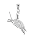Detailaufnahme des S925 Sterlingsilber Meeresschildkröten-Anhängers mit weißen Zirkonia-Steinen - Anhänger Ohne Kette (PNC0017) / 925er Silber