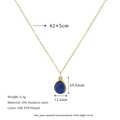 Detailed size specifications for 18K gold plated stainless steel lapis lazuli necklace - Teardrop Lapis Lazuli / Dark Blue
