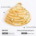 18k vergoldeter gewellter Edelstahl-Anhänger mit vier Zirkoniasteinen, Modell PJ91425 - Edelstahl Goldene Kristall Anhänger (PJ91425)