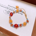 Collier de perles colorées rouge jaune bleu avec chaîne dorée sur carte de présentation - 9# Bracelet - Or Coloré