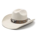 Klassieke beige western cowboyhoed met stierenkop gesp en turquoise kralenband - M (56-57cm) / Beige Suèdelook