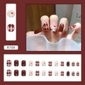 Karamellbraune Argyle-Drucknägel mit süßen Kaninchenmustern für das Neujahr R708 Set - R708 Rotes Karo Weißes Kaninchen (Kleber-Stil)