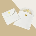 White leather jewelry pouch with round gold button snap closure for rings and bracelets - Snap Button Style / 7*7cm / Cream Leather