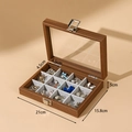 Wood grain 12-slot jewelry box with glass lid and dimensions 21x15.8x5cm for bracelets - 12 Grids / Walnut
