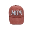 Vintage washed cotton baseball cap in rust red with light blue MOM 3D embroidery - Adjustable / Brick Red-MOM Embroidery (4)