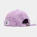 Detail of lavender canvas miki hat with Brooklyn embroidery and adjustable metal buckle - Purple