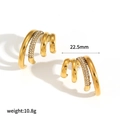 Chics boucles d'oreilles multicouches plaquées or 18k en acier avec cristaux étincelants - Style Anneau Multicouche (TE60278) / Or 18K