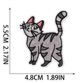 Cute gray cat embroidery patch with dimensions 5.5x4.8cm on a white background - No.13 (Grey White Cat)(W17XM-085-13)