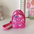 Pink cartoon unicorn mini crossbody bag for kids with adjustable woven shoulder strap - Rose Pink