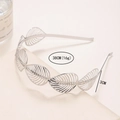 Silver leaf headband dimensions showing 38cm length and 3cm width on a neutral background - Hollow Leaf Style (2#) / Silver