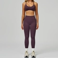 Ensemble de yoga sans couture violet foncé avec brassière de sport et legging taille haute - S / Bra+Leggings - Plum Purple