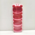 Scatola portaoggetti rosa a forma di orso con 4 scomparti e coperchio chiaro - Catena di orsi rosa