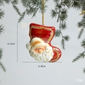 Addobbo per albero a calza di Natale con rilievo Babbo Natale e finitura rossa vintage - Stile Calza