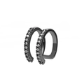 Double-layered gunmetal ear cuff with micro-pave white cubic zirconia stones - Gun Black (04GunBlack1776)