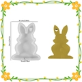 Easter rabbit silicone mold with heart cutout for DIY resin casting and plaster decor - Upright Ear Rabbit - Large