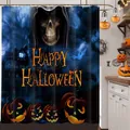 Wasserdichter Halloween Duschvorhang mit Sensenmann, Schloss und gruseligen Kürbissen - Sensenmann & Kürbisse (90*180CM)