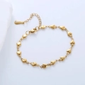 Elegant gold heart pendant chain bracelet with adjustable extension link on a clean background - Heart Style
