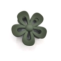 Olive green matte flower hair claw clip for elegant bun hairstyles and ponytails - 7cm Hollow Flower Claw / Green