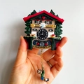 3D resin Cuckoo Clock fridge magnet from Leavenworth WA with climbing man detail - (4) Germany Cuckoo Clock Large Souvenir