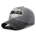 Casquette de baseball gris délavé vintage avec écusson tête de buffle et broderie - Réglable / Gris