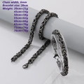 Vintage silver 6mm Byzantine chain necklace and 20cm bracelet set for men and women - V-shape Byzantine Chain 6mm