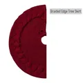 Deep red 24 inch knitted Christmas tree skirt with decorative braided edge and ties - 24 Inch / 61CM / Purplish Red