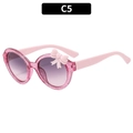 Kids round pink glitter bow sunglasses with purple gradient lenses for girls - Glitter Pink Frame