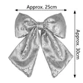 Sparkling silver sequin Christmas bow decoration, size 25x30cm for festive holiday decor - 25*30cm / Silver