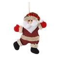 Addobbo natalizio Babbo Natale in peluche con tessuto a maglia rosso e cordino dorato - Babbo Natale