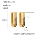 U-shaped gold stainless steel earrings with gradient multicolor 5A cubic zirconia - Large / Black