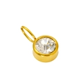 Minimalist gold round pendant with clear birthstone and bezel setting on white background - April (ZA2171G)