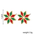 Détail de boucles d'oreilles étoile de Noël de 1,2 cm avec émail rouge et vert plaqué or 14K - Étoile Octogonale Creuse