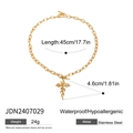 Goldene Flammenkreuz-Halskette aus Edelstahl mit Spezifikationen und wasserfest - Flamme Kreuz Gold Set (JDN2407029)