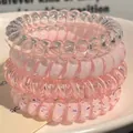 4er-Set Spiral-Haargummis in Rosa und Transparent, langlebiges Telefonkabel-Design für Damen - 1# Erdbeer Serie