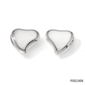 Minimalist silver heart stud earrings in polished stainless steel for women - Silver Style (PDE1008)