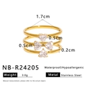 Detailed specs of stackable heart zircon ring set in gold plated stainless steel - Stackable Heart Zircon Set (NB-R24205套装)