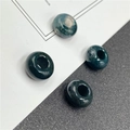 Dark green natural stone large hole beads with polished finish for DIY jewelry - Moss Agate