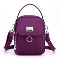 Bolso bandolera compacto de nailon violeta con múltiples bolsillos y correa ajustable - Morado