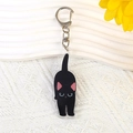 Cute black cat acrylic keychain with pink ears and blue eyes on a silver lobster clasp - Style 5 Little Black Cat [B260]