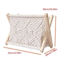 Detailed dimensions of the woven cotton magazine rack with wooden frame shown in cm and inches - Magazine Holder