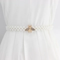 Ceinture élastique en perles pour femmes avec boucle d'abeille dorée et strass brillants - Abeille Dorée